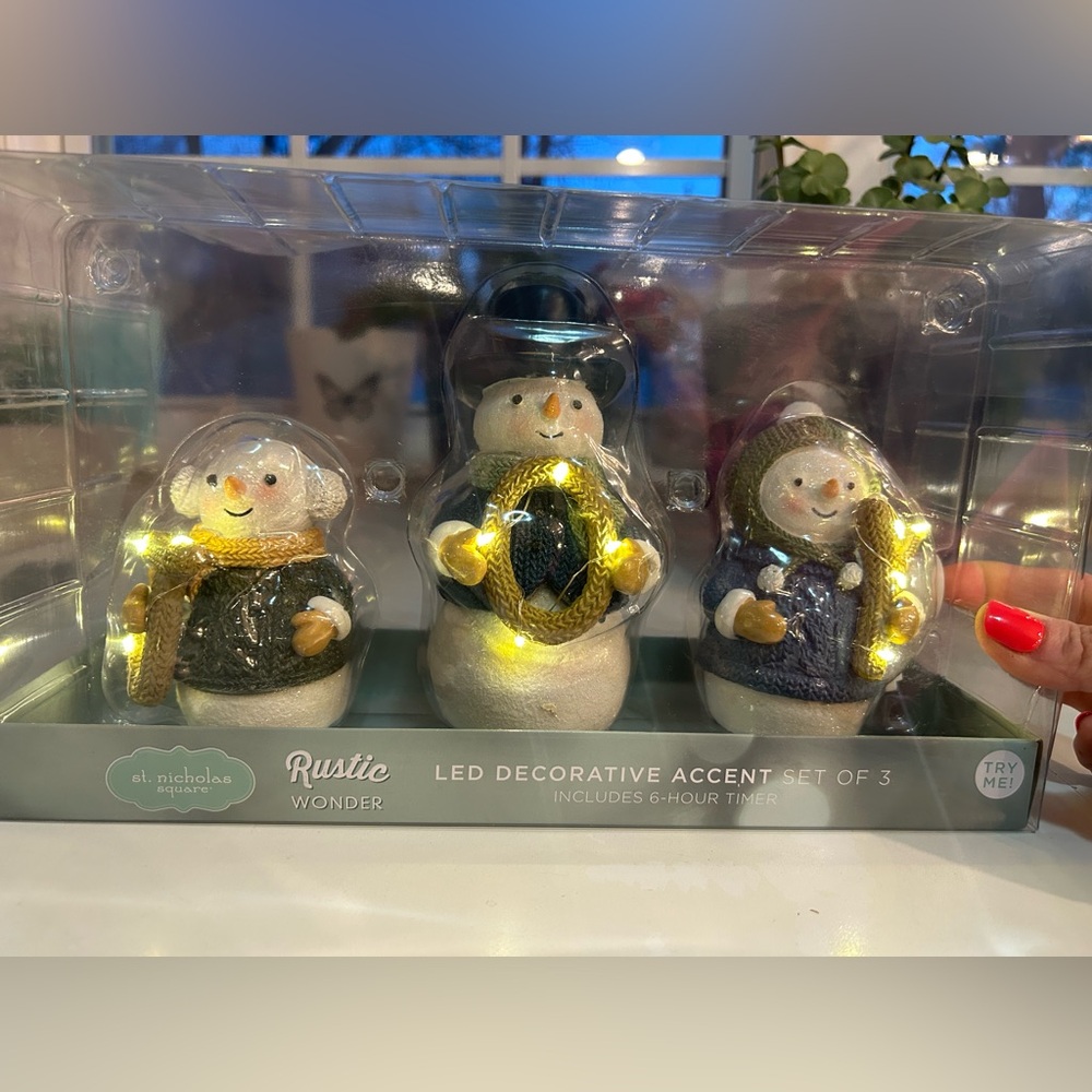 NEW! LED snowman light up - set of 3 - JOY